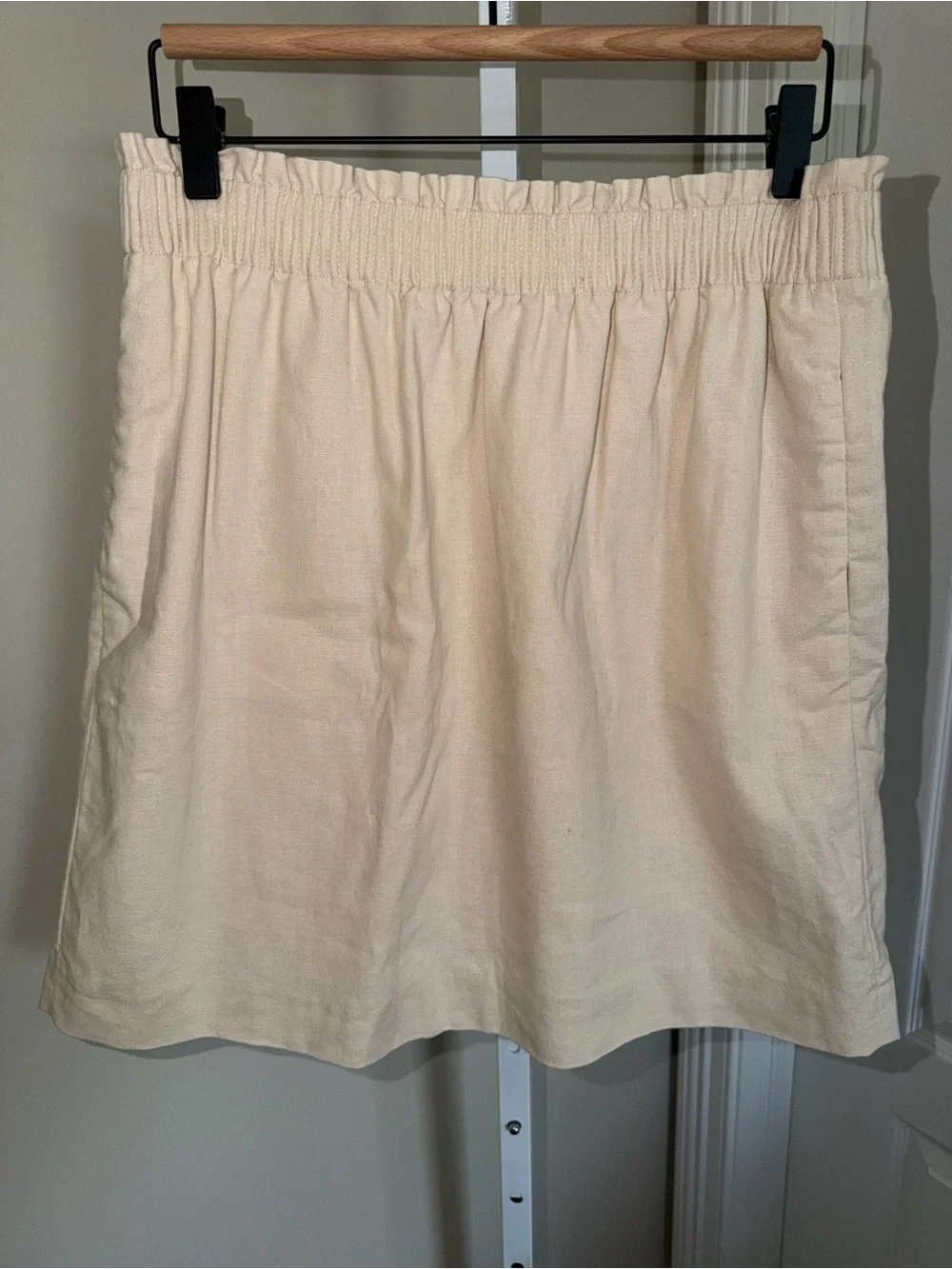 J.Crew Re-Imagined Linen Blend Paperbag Waist Mini Skirt Cream Size 8